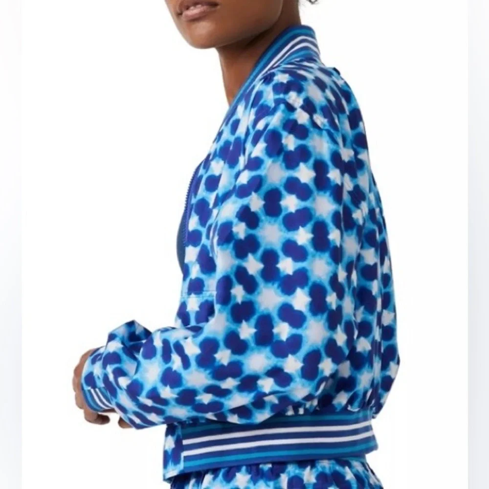 Free People Top Seed Printed Tennis Jacket in Blue Multi